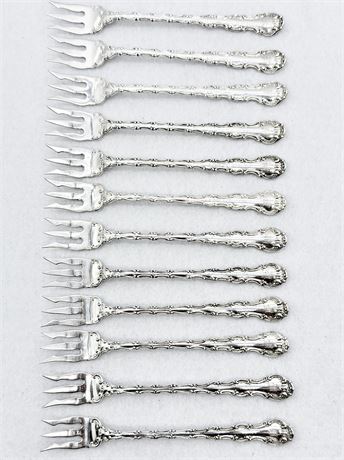 STERLING ~ GORHAM SILVER ~ Strasbourg 1897 ~ Oyster Forks Set Of (12)