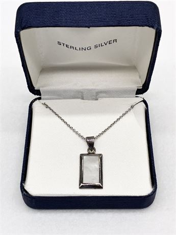 STERLING ~ 16” Mother of Pearl Pendant Necklace