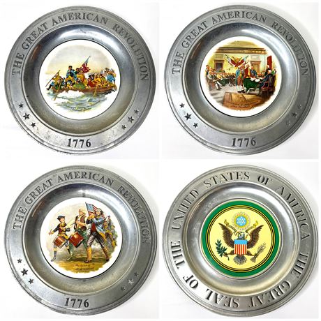 Vintage Pewter Plate Set of 4