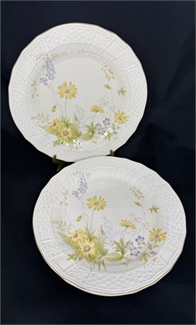 Set of 4 Mikasa Fine Ivory Spring Meadow Gold Rimmed Plates