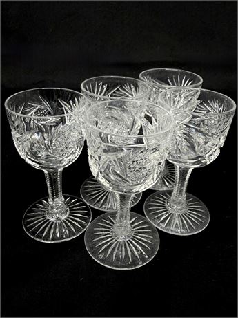 Set of 5 Tiny Cut Crystal Shot Glasses