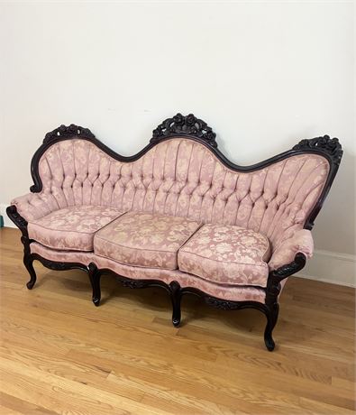 Upholstered Mahogany Victorian Style Sofa