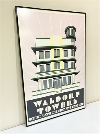 Framed Art Deco Poster of Waldorf Towers Hotel