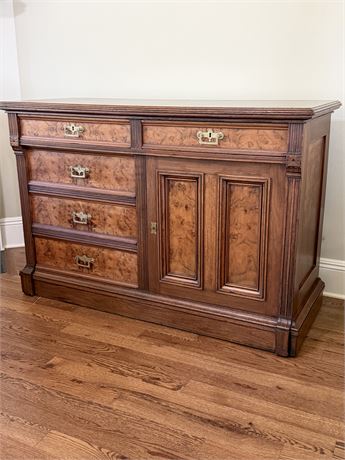 Solid Wood Sideboard / Dresser With Inlaid Burl Wood
