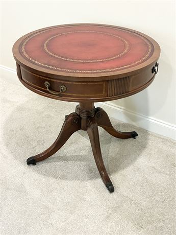 Solid Mahogany Leather Top Drum Table