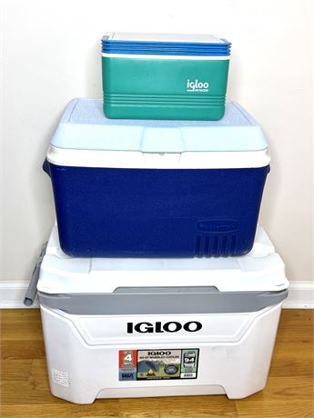Lot of 3 Ice Chests - Igloo and Rubbermaid