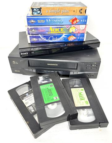 Magnavox VCR and Sony CD/DVD Player with 7 VHS Tapes