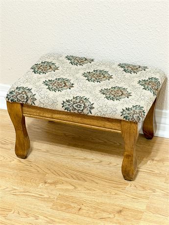 POWELL ~ Solid Wood Tapestry Upholstered Foot Stool