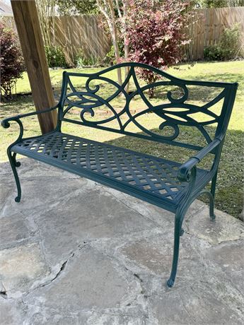 Green Cast Aluminum Garden Bench