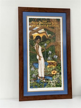 DOUGLAS BOURGEOIS ~ 2008 NOLA Jazz & Heritage Festival S/N Framed Poster