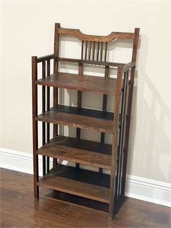 Solid Dark Wood Mission Style 4-Shelf Bookcase