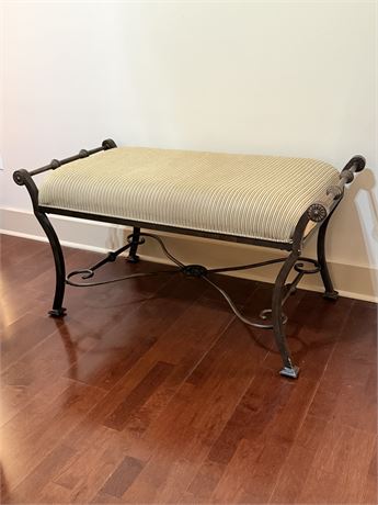 ASHLEY FURN. ~ Heavy Duty Bronze Metal Upholstered Bench