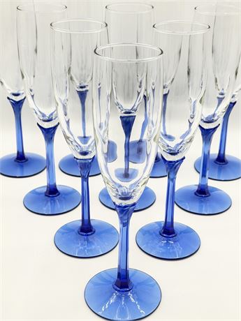 LIBBEY ~ Domaine Blue ~ Champagne Flutes Set Of (10)