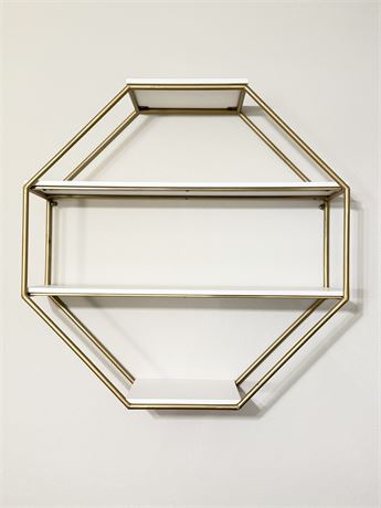 UNEIK INC. ~ Metal Octagon Floating Wall Shelf With A Gold Finish