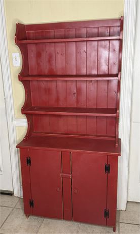 Cutest Red Distressed Wood Hutch