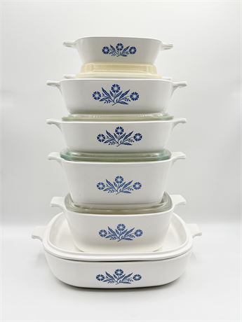 CORNING WARE ~ Cornflower ~ 7 Piece Casserole Set