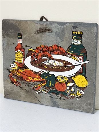 KEN ~ Hand Painted Roofing Slate Nola Crab Meal