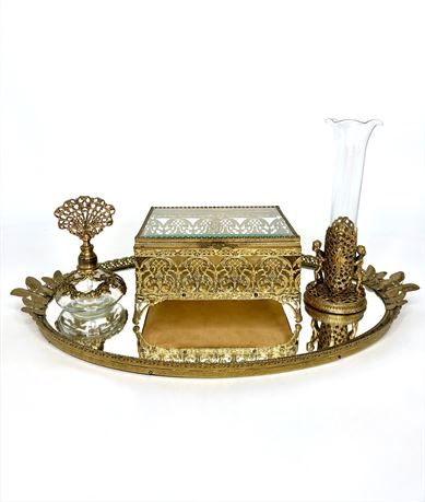 Beautiful Vintage Brass Vanity Set