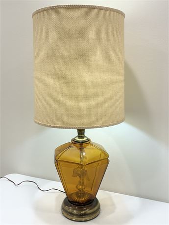 Vtg Amber Glass Lamp with Federal Eagle