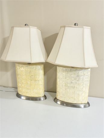 Pair (2) of Iridescent Capiz Shell Mosaic Lamps
