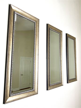 Set of 3 Wall Hanging Beveled Glass Mirrors