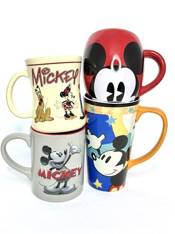 Set of 4 Official Mickey Mouse Mugs from The Disney Store