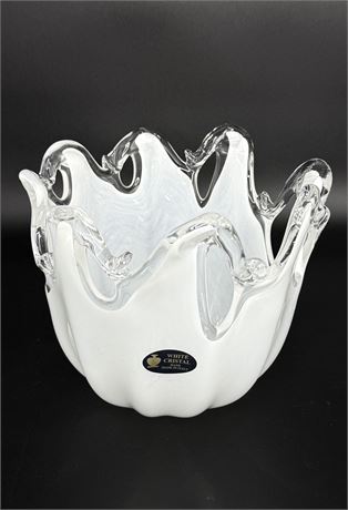 White Blown Glass Bowl - Murano Glass - Italy