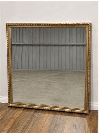 Large Rectangular Gold-Finished Ornate Framed Wall Mirror ~ Set of 2