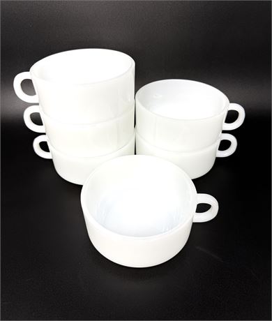 Set of 6 Vintage Glasbake Milk Glass Soup Bowls