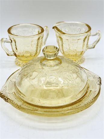 MOSSER GLASS ~ Jennifer Miniatures ~ Golden Krystal Tea Set