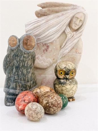 Lot of 8 Assorted Alabaster Carvings