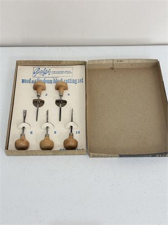 GRUMBACHER~ Vtg Wood And Linoleum Block Cutting Set