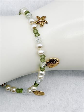 ROSS & SIMONS ~ Ocean Themed Charm Bracelet With 14K Clasp
