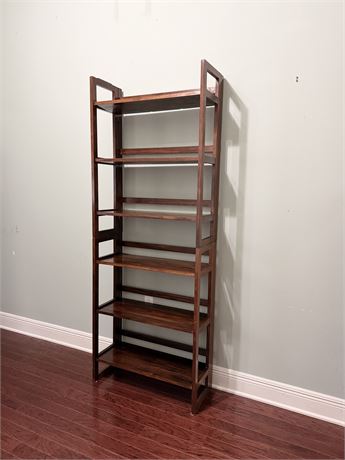5-Tier Dark Wood Folding Bookcase