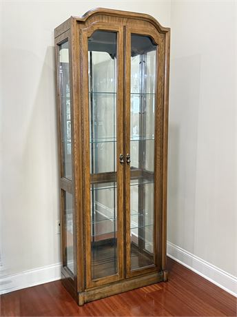 Solid Wood Mirrored Lighted China Hutch