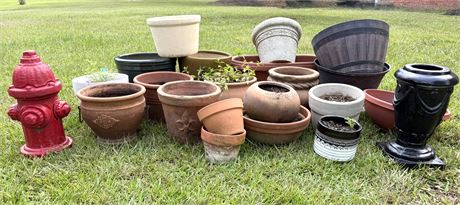 Ceramic Pot and Concrete Yard Ornament Lot