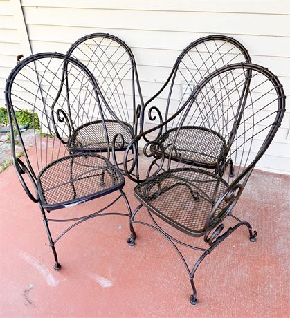 Set of 4 Coated Metal Outdoor Dining Chairs