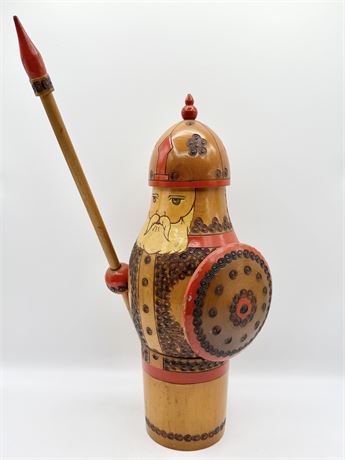 Carved Wood Russian Doll Bottle Holder