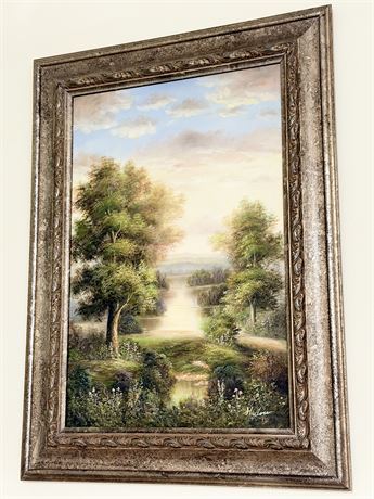 HADOW ~ Beautifully Framed Oil On Canvas Landscape