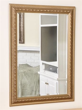 STANLEY ~ Monarch ~ Wooden Antique Gold Finish Beveled Wall Mirror
