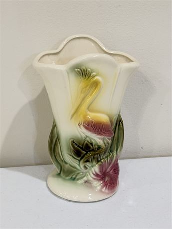 HULL ~ VTG 9” “Florida Flamingo” Ceramic Vase