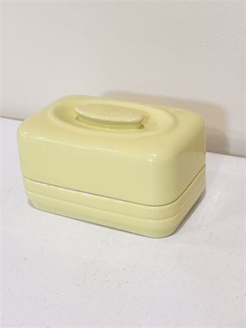 HALL CHINA CO ~ Vintage Art Deco Glazed Ceramic Lidded Butter Dish