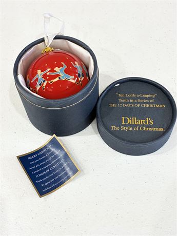 DILLARD’S ~ 12 Days of Christmas ~ 10 Lords a-Leaping Glass Ornament