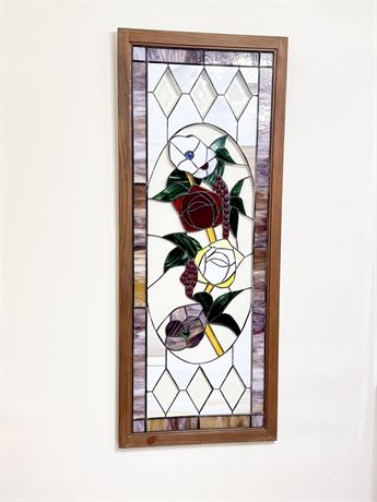 Beautiful Floral Framed Stained Glass Window Panel