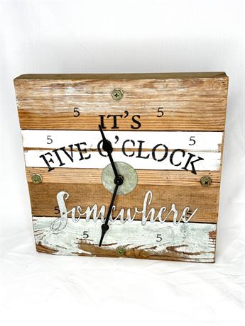 Jimmy Buffet “It’s Five O’Clock Somewhere” Wooden Wall Clock