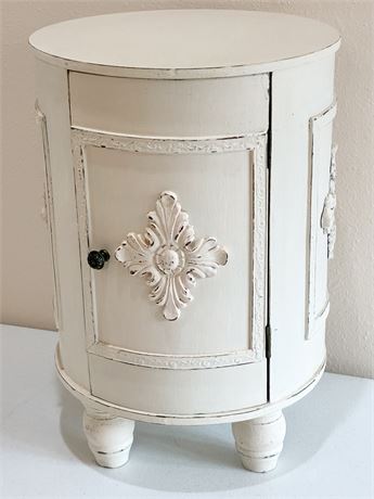 18" Distressed French-Style Round Drum Cabinet