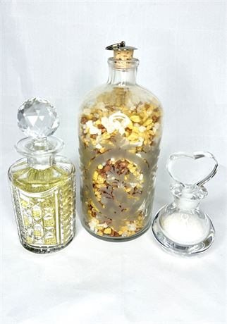 Crystal Decanter and Glass Apothecary Jar Lot - Orrefors Sweden and More