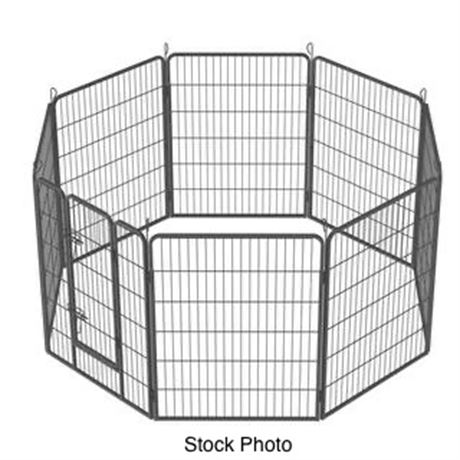 8 Panel Black Metal Foldable Heavy Duty Dog Pen