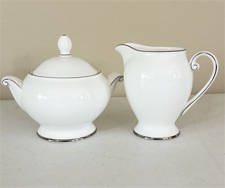 MIKASA ~ “Cameo Platinum” ~ Creamer & Sugar Bowl Set