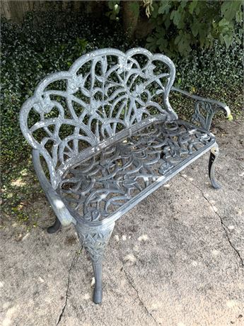 Cast Aluminum Floral Patio Bench